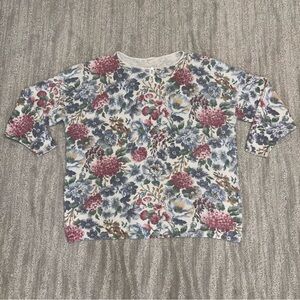 VTG Basic Editions Floral Print 3/4 Length Sleeve Sweater Women’s Sz L